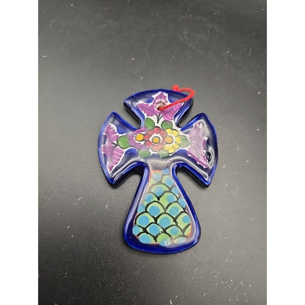 Mexican Pottery‎ Talavara Cross Wall Hanging - Multicolor - Hand Painted
